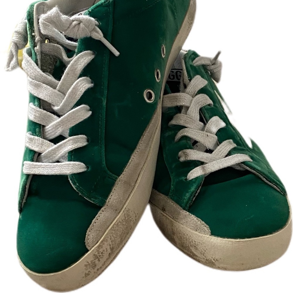 Golden Goose Emerald Velvet Superstar Sneakers